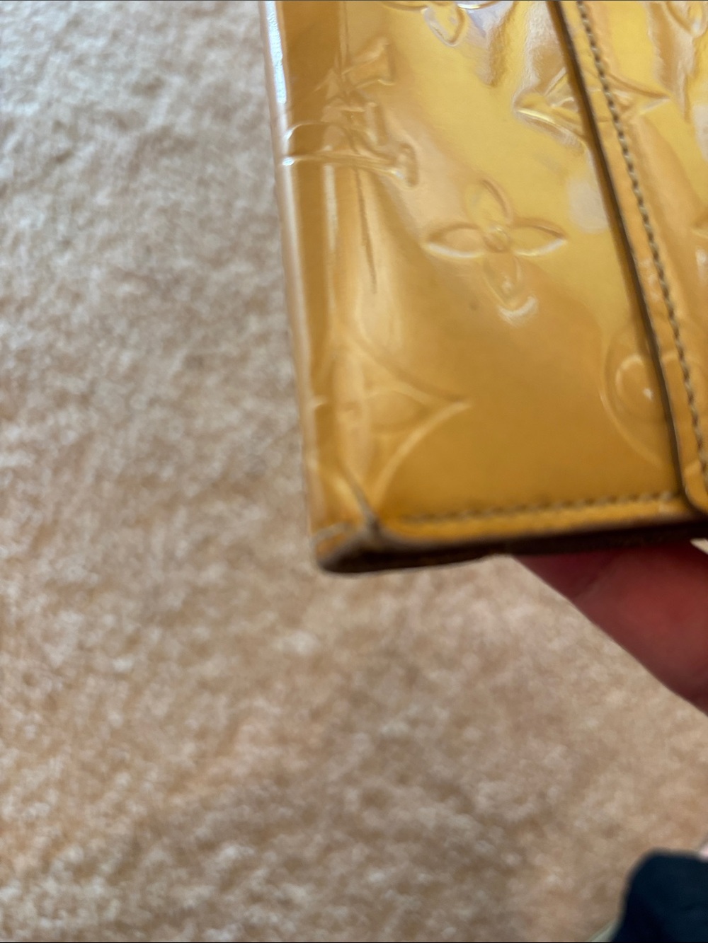 Louis Vuitton Vernis Monogram Patent Wallet in Mustard Yellow - Picture 10 of 11
